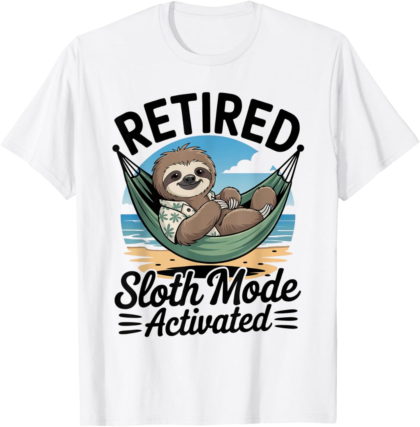 Funny Retired Sloth Animal Graphic Vintage Retirement T-Shirt - T-Shirt | White