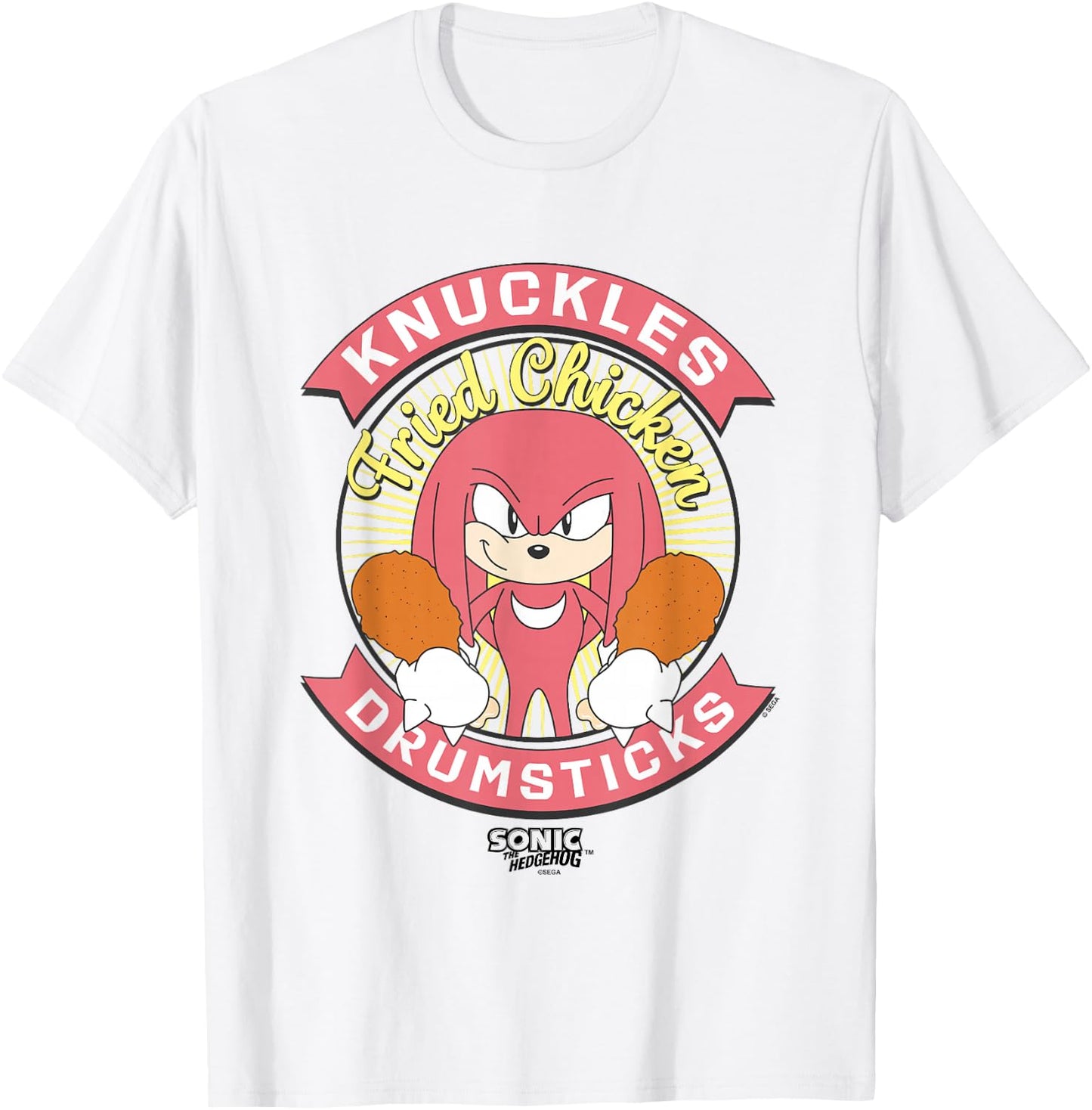Sonic The Hedgehog Knuckles Drumsticks Fried Chicken Vintage T-Shirt - T-Shirt | White