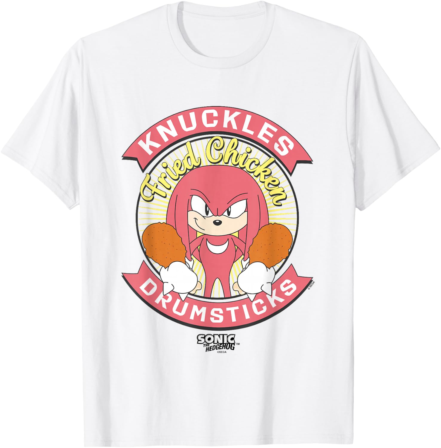 Sonic The Hedgehog Knuckles Drumsticks Fried Chicken Vintage T-Shirt - T-Shirt | White