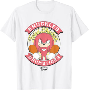Sonic The Hedgehog Knuckles Drumsticks Fried Chicken Vintage T-Shirt - T-Shirt | White