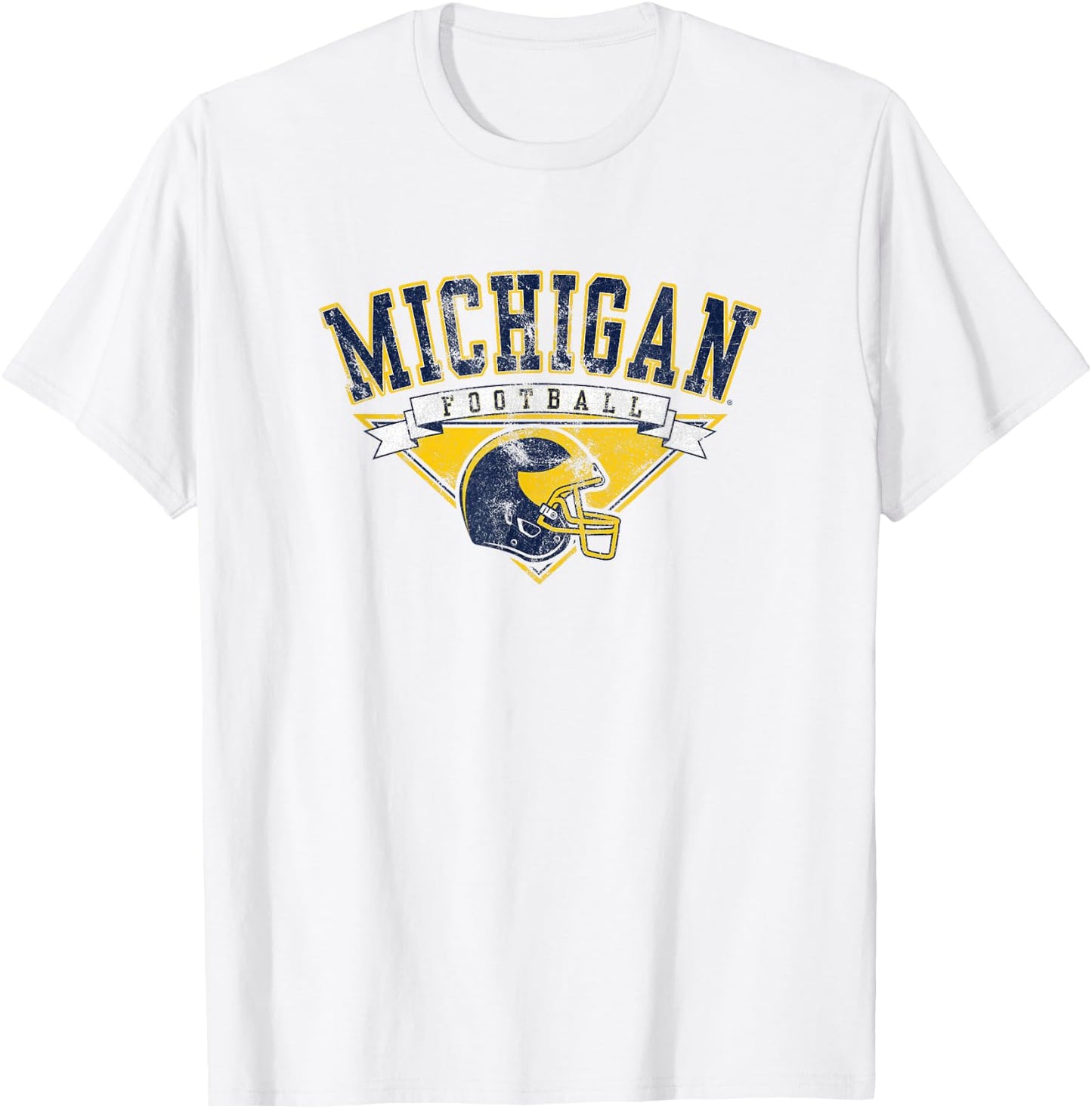 University of Michigan Wolverines U of M Football Helmet T-Shirt - T-Shirt | White