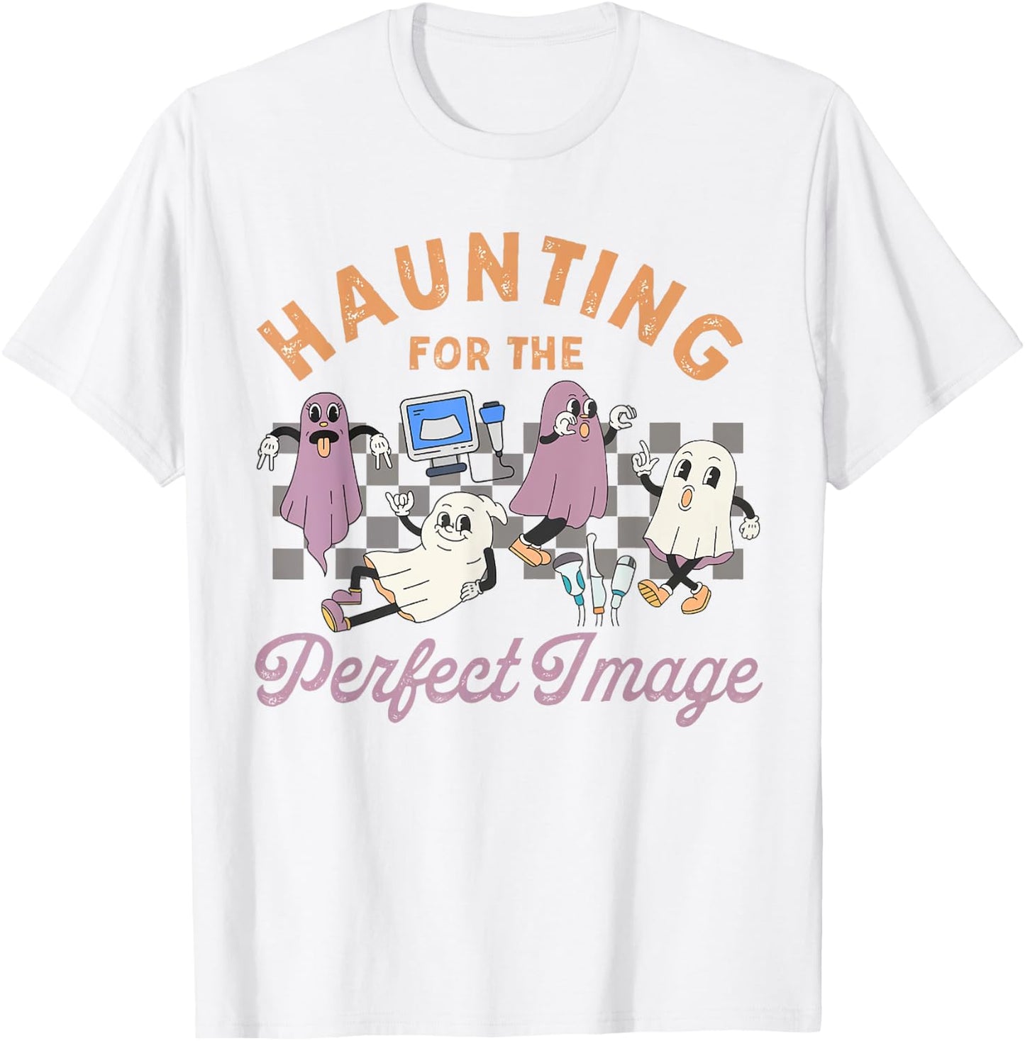 Vascular Tech Sonographer Ultrasound Tech Ghosts Halloween T-Shirt - T-Shirt | White