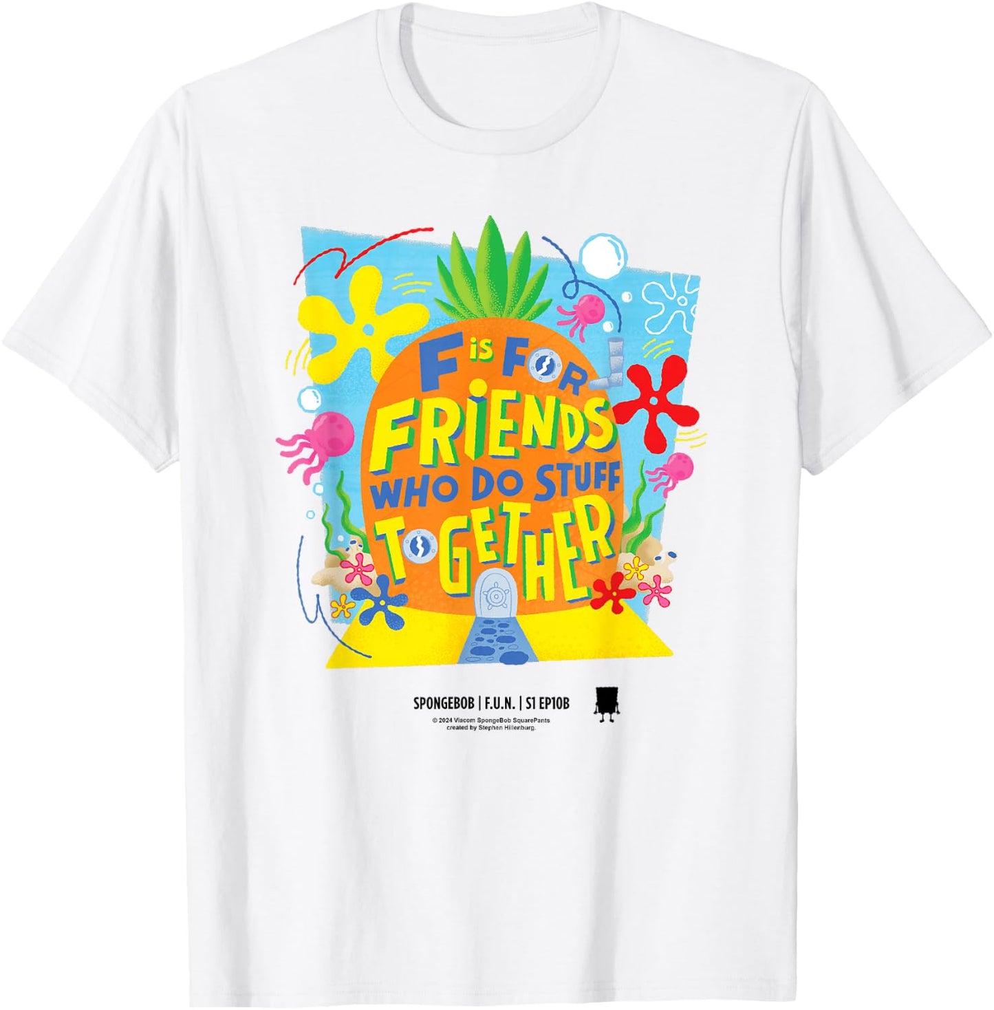 Spongebob Squarepants Pineapple Friends T-Shirt - T-Shirt | White