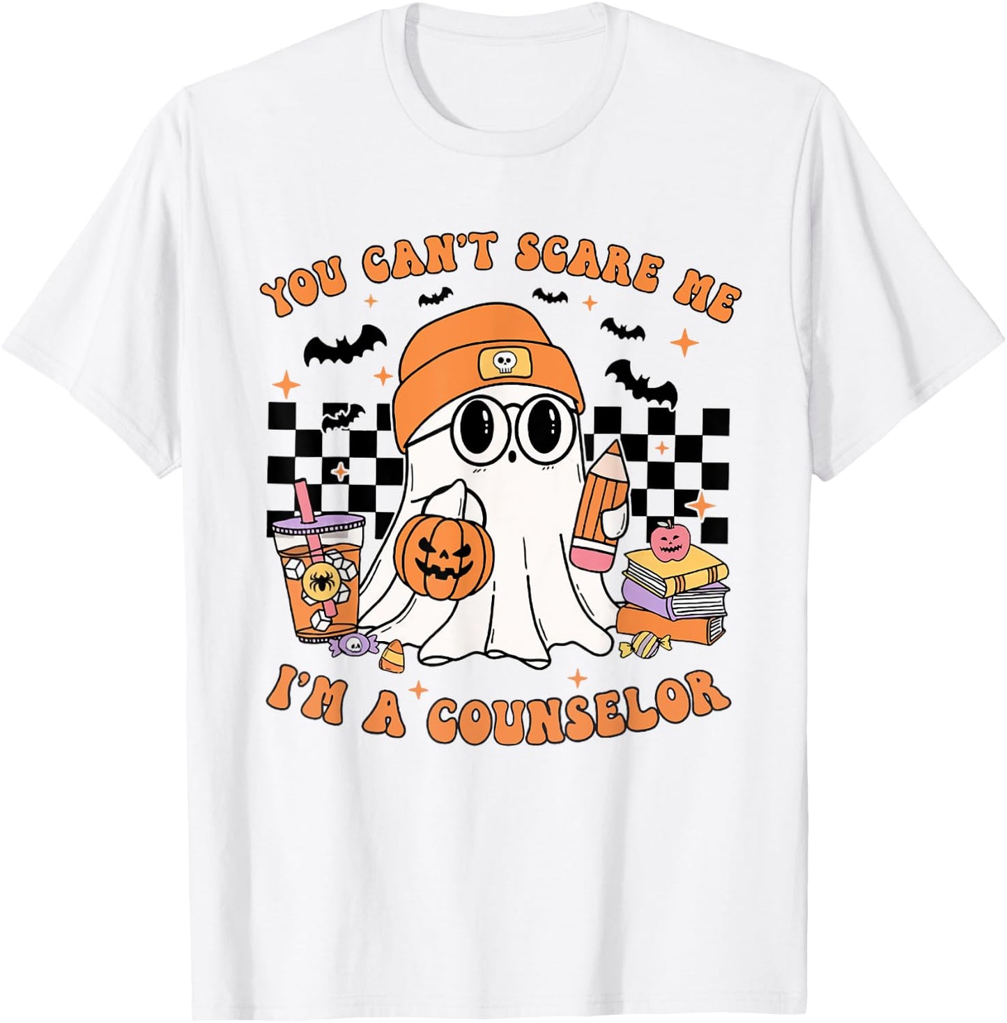 You Can't Scare Me I'm A Counselor Halloween Pumpkin Fall T-Shirt - T-Shirt | White