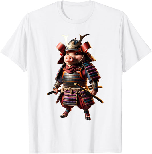 Samurai Pig Japanese Anime Halloween Costume T-Shirt - T-Shirt | White