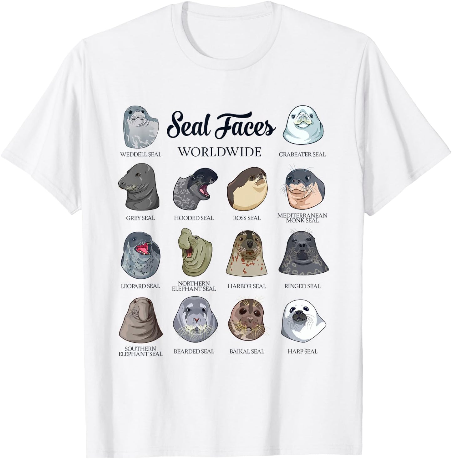 Seal Faces - Types of Seals T-Shirt - T-Shirt | White