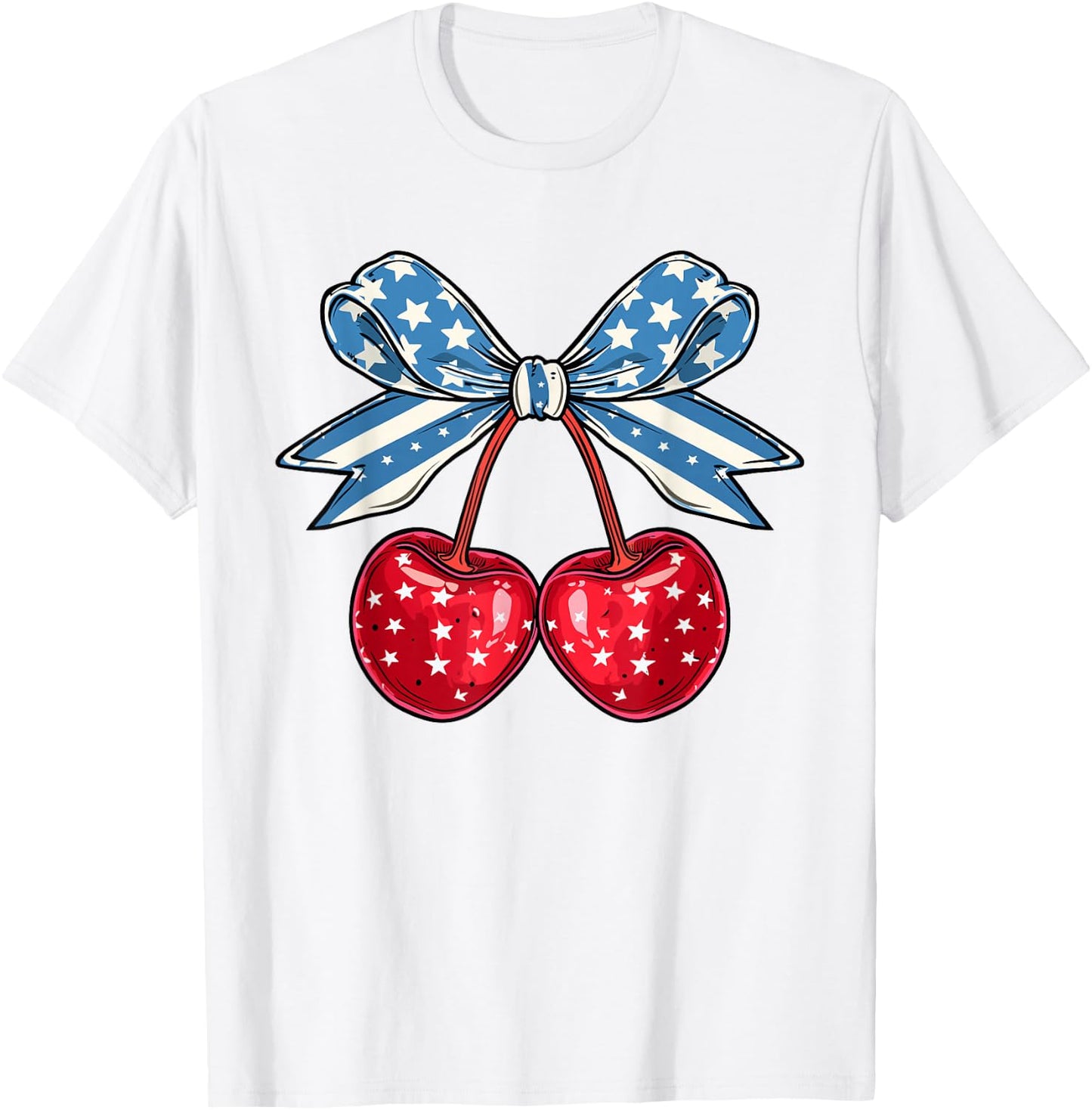 Funny Cherry Coquette 4th Of July Fourth July American Women Kids Men T-Shirt - T-Shirt | White