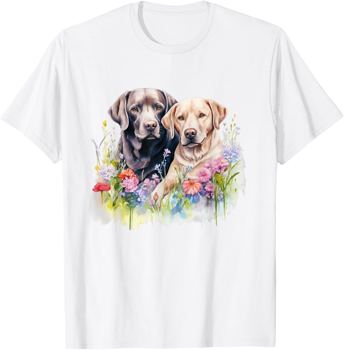 Floral Wildflower Dog Labrador Retriever Men Women Kids T-Shirt - T-Shirt | White