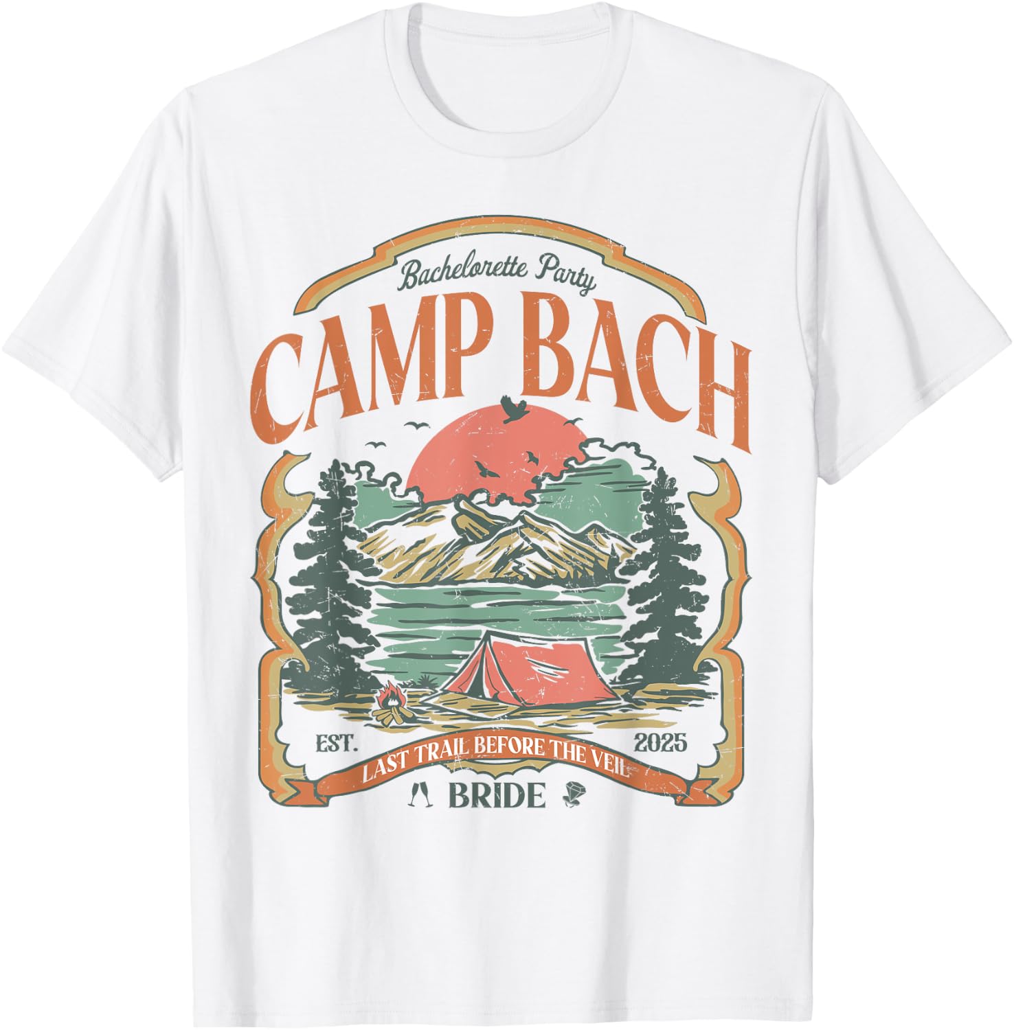 Camp Bach Vintage Bride Camping Bachelorette 2025 T-Shirt - T-Shirt | White