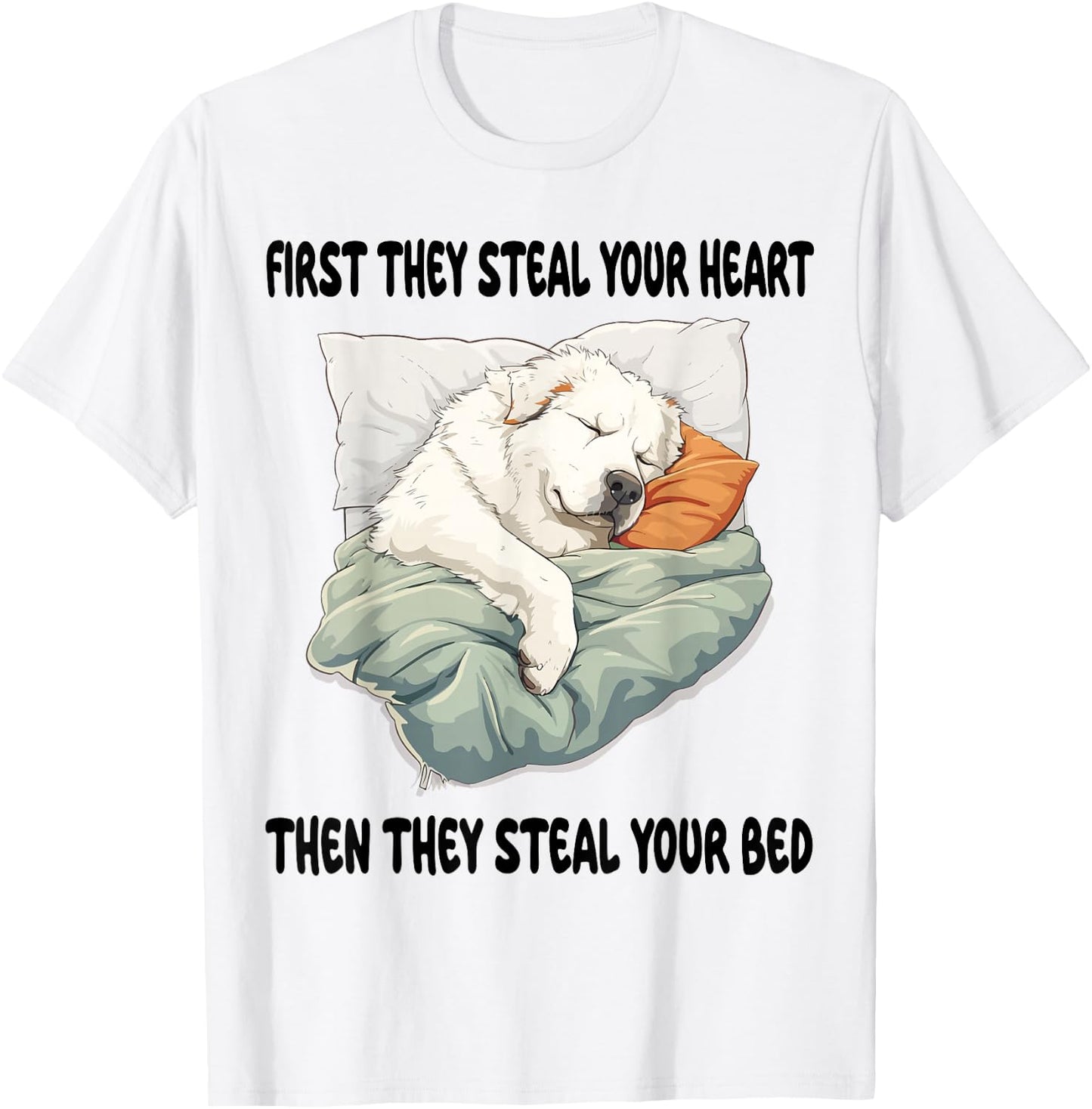 Great Pyrenees Sleeping Pajamas Nightgown T-Shirt - T-Shirt | White