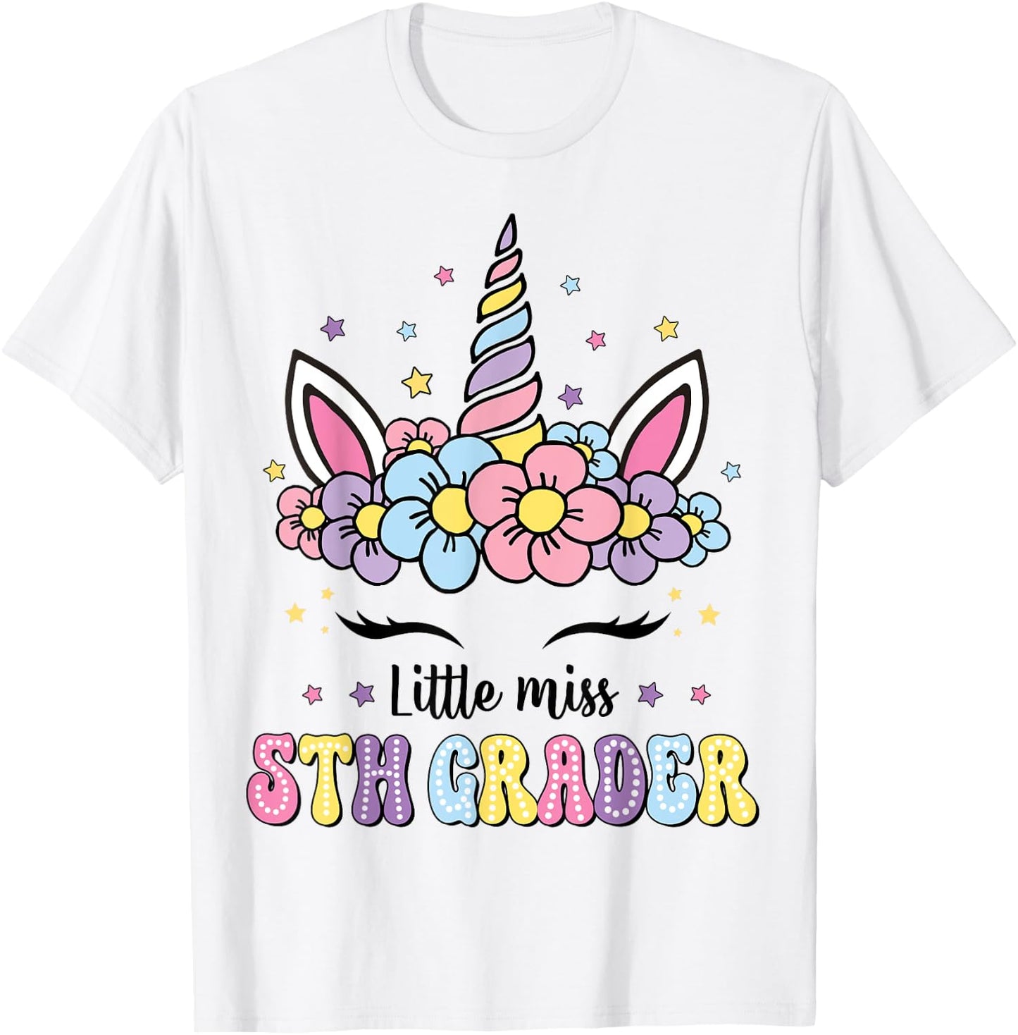Little Miss 5th Grade Grader Hello First Day Of School Girls T-Shirt - T-Shirt | White