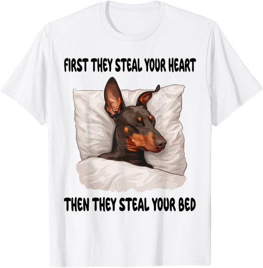 Doberman Pinscher Sleeping Pajamas Nightgown T-Shirt - T-Shirt | White