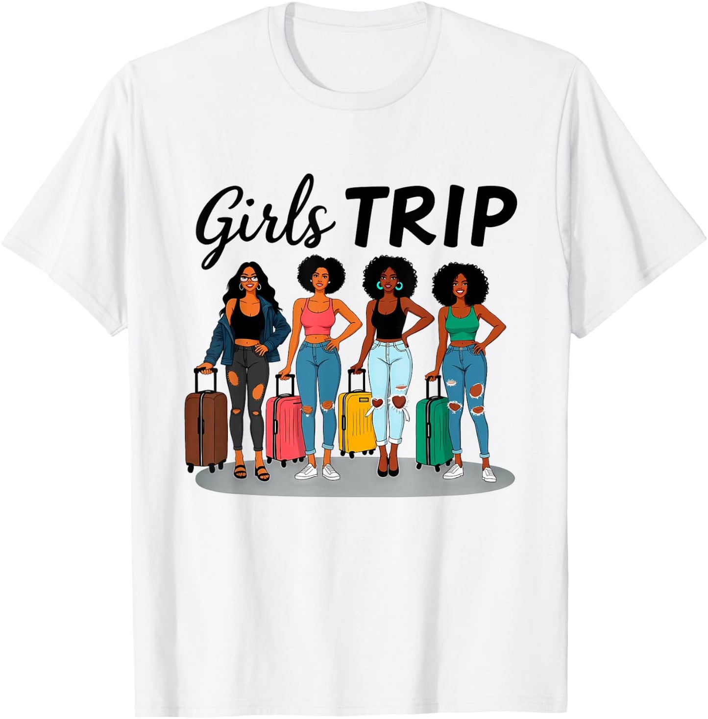 Girls Trip Black Girl Women Queen Melanin T-Shirt - T-Shirt | White