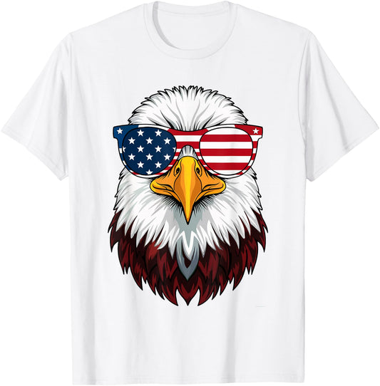 American Flag Patriotic Eagle Shirt Men Boys 4th of July T-Shirt - T-Shirt | White