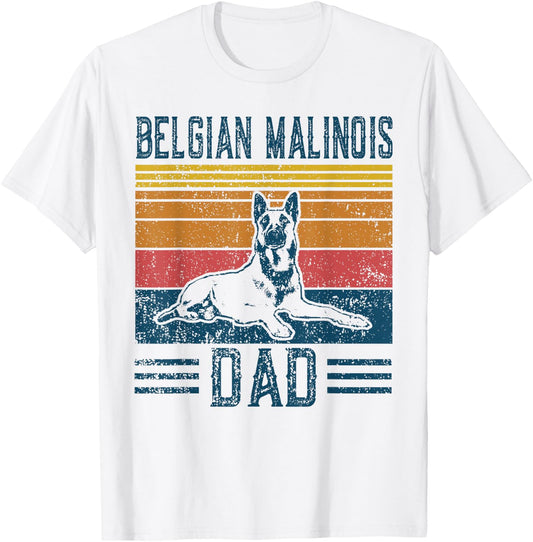 Dog | Belgian Shepherd Papa - Vintage Belgian Malinois Dad T-Shirt - T-Shirt | White