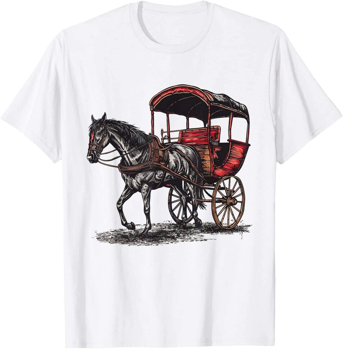 Vintage Amish Buggy Horse Buggy Wagon Rural transportation T-Shirt - T-Shirt | White