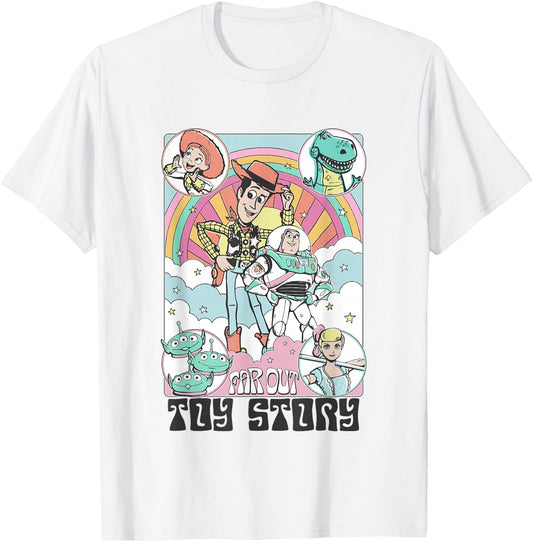Disney Pixar Toy Story Far Out Pastel Colors Vintage Poster T-Shirt - T-Shirt | White