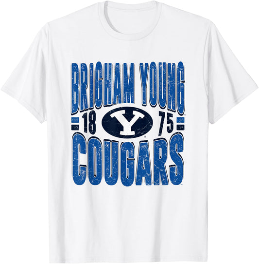 BYU Cougars Vintage 90's Retro White Officially Licensed T-Shirt - T-Shirt | White