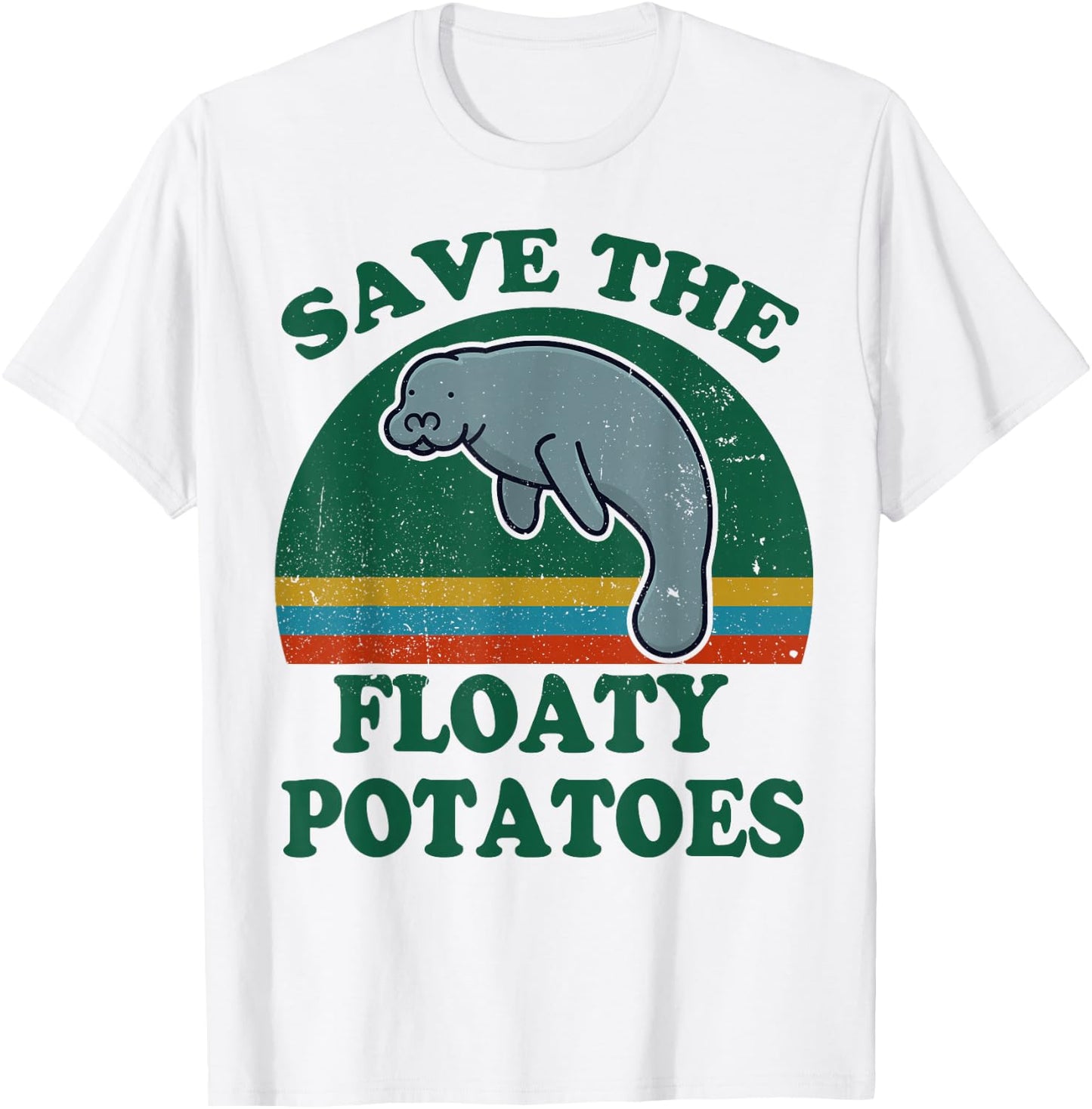Manatee-Shirt Save The Floaty Potatoes Funny Chubby Mermaid T-Shirt - T-Shirt | White