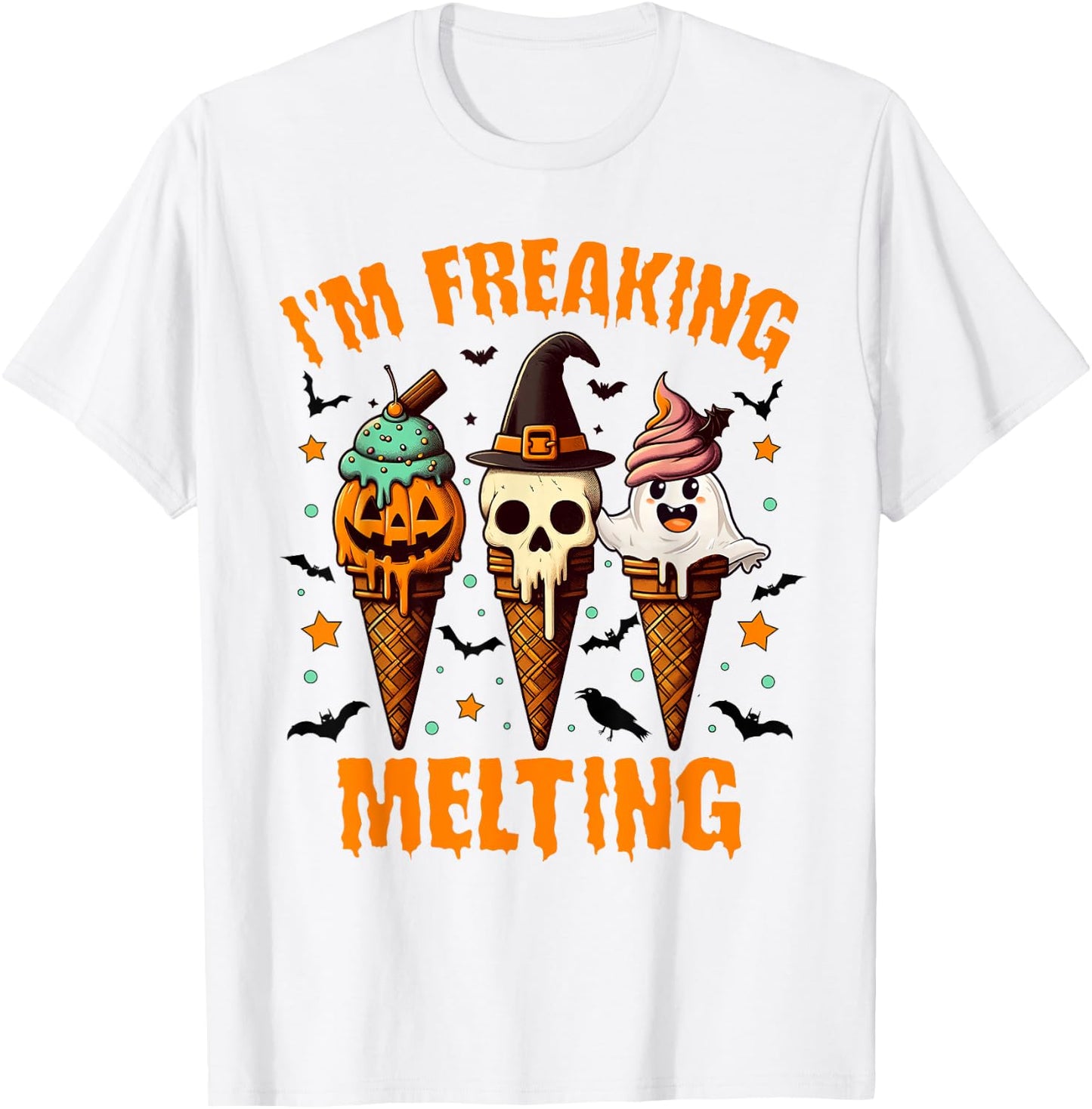 Halloween Vibes Spooky Mama Ice Cream I'm Freaking Melting T-Shirt - T-Shirt | White