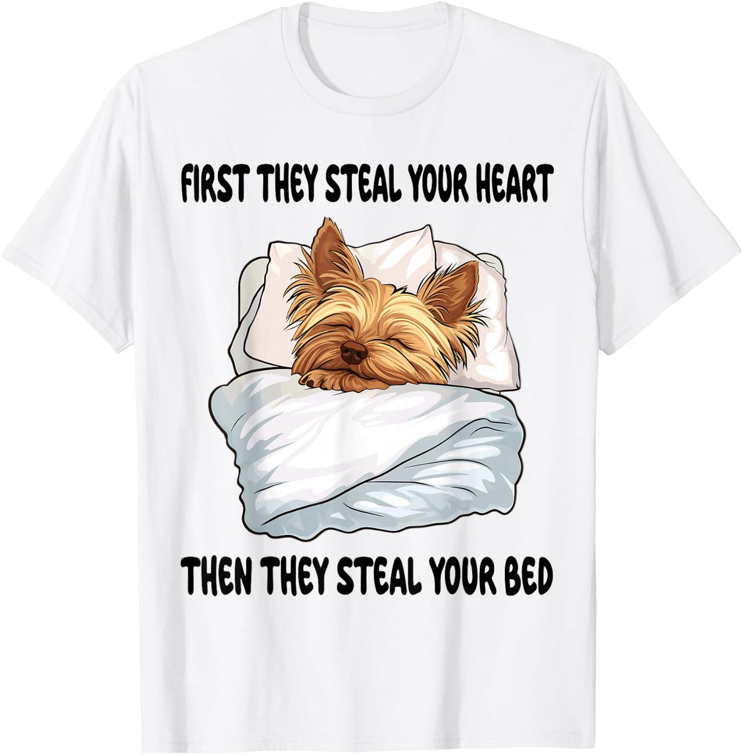 Yorkshire Terrier Yorkie Sleeping Pajamas Nightgown T-Shirt - T-Shirt | White