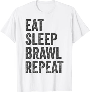 Eat Sleep Brawl Repeat Brawler Funny Video Gamer T-Shirt - T-Shirt | White
