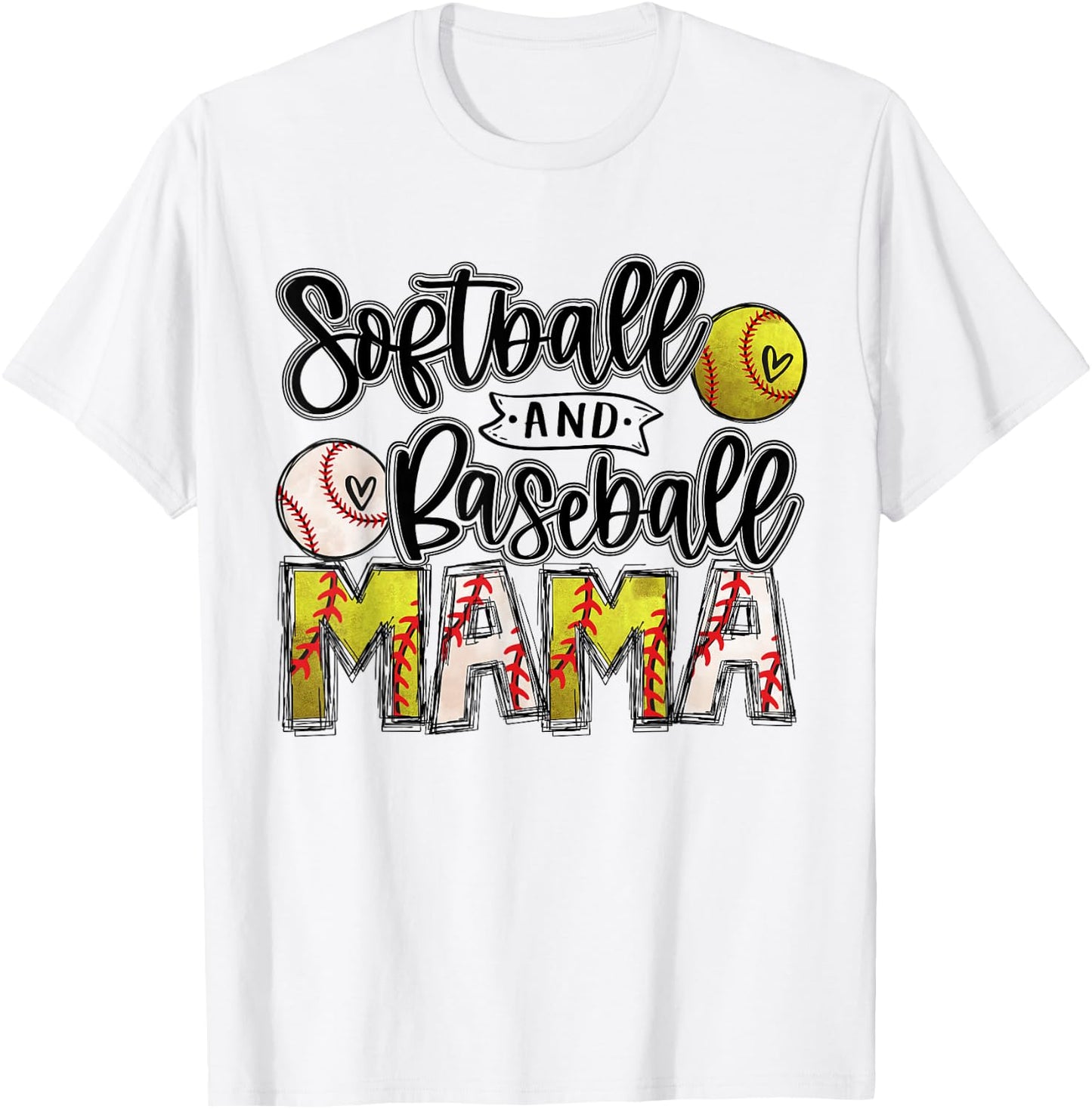 Ball Mom Softball Mama Baseball Mama Ballers Mom Birthday T-Shirt - T-Shirt | White