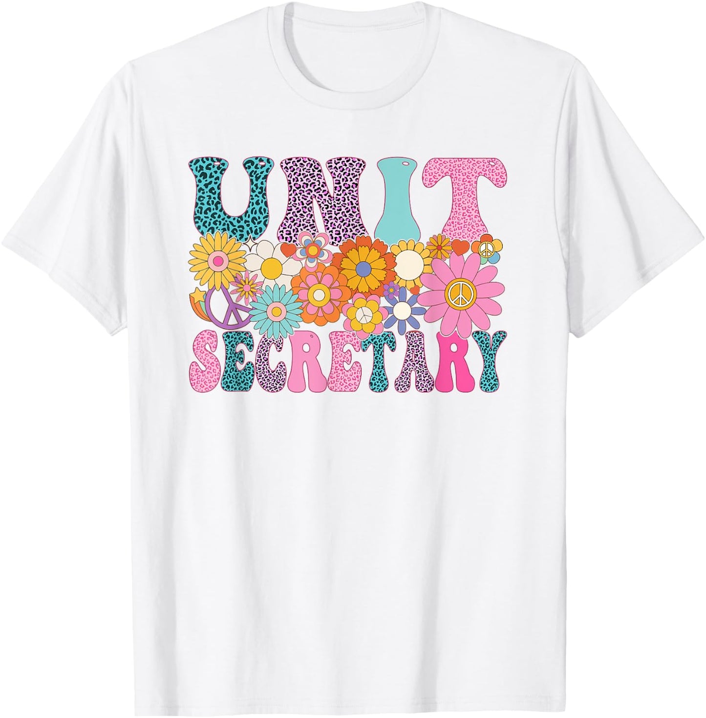 Unit Secretary Week Groovy Leopard Appreciation Day Women T-Shirt - T-Shirt | White