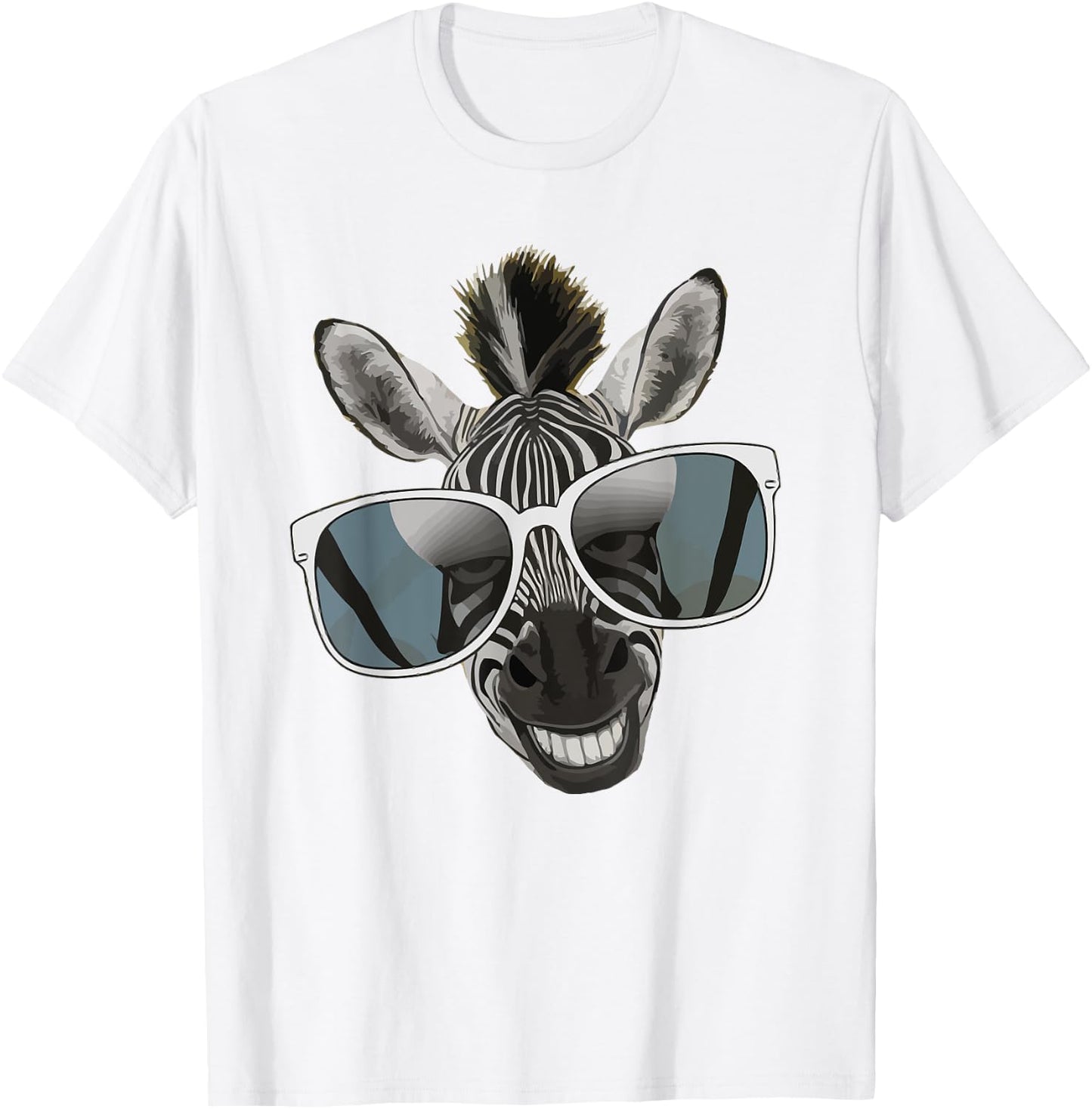 Funny Zebra with Sunglasses T-Shirt - T-Shirt | White