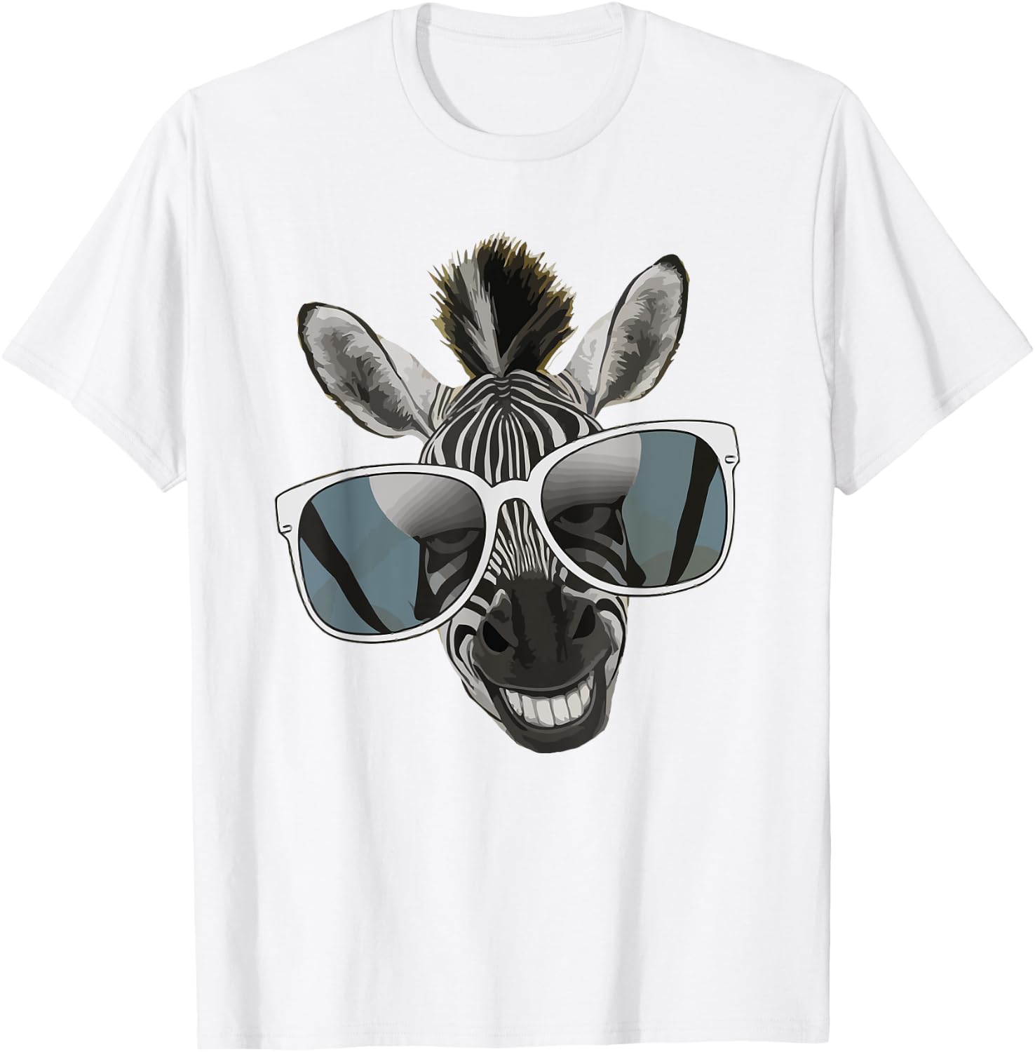 Funny Zebra with Sunglasses T-Shirt - T-Shirt | White