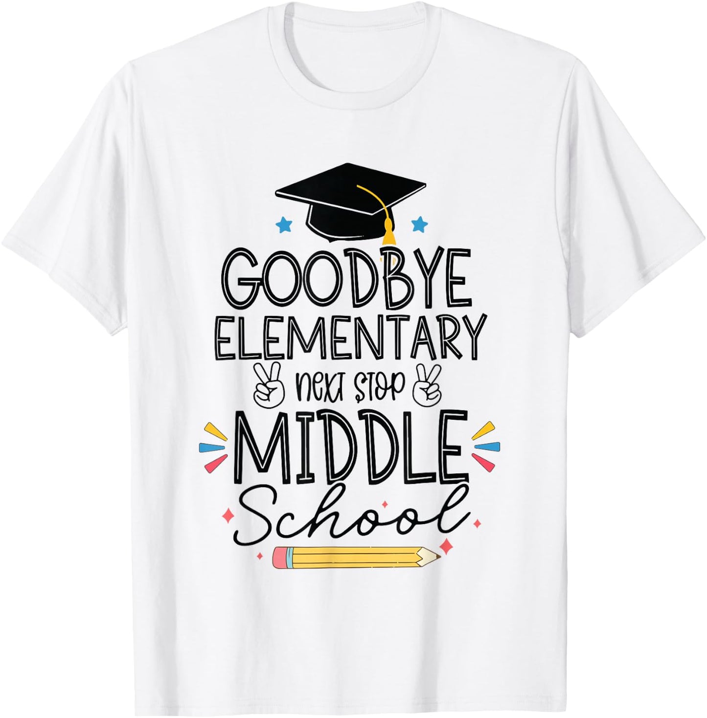 Groovy Goodbye Elementary Next Stop Middle School Graduation T-Shirt - T-Shirt | White
