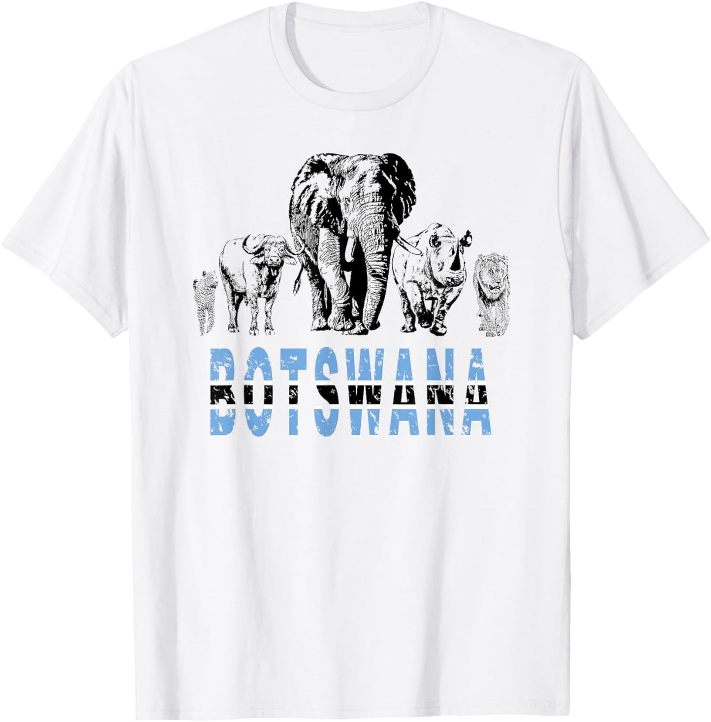 Big Five Botswana Pride Artwork for Wildlife Lovers T-Shirt - T-Shirt | White