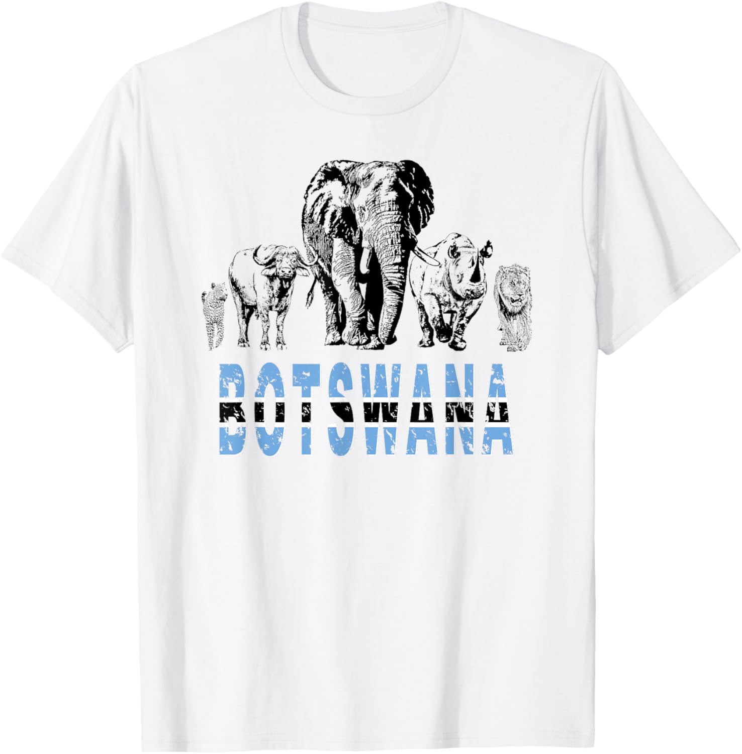 Big Five Botswana Pride Artwork for Wildlife Lovers T-Shirt - T-Shirt | White