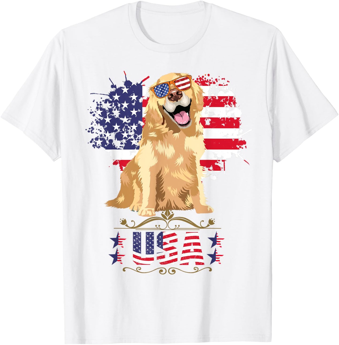 Golden Retriever July 4th Outfit Ideas Women & Dog Owner T-Shirt - T-Shirt | White