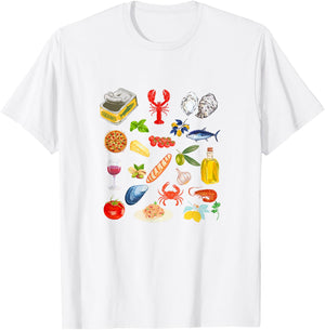Italian summer Sardines tinned fish tomato girl food lover T-Shirt - T-Shirt | White