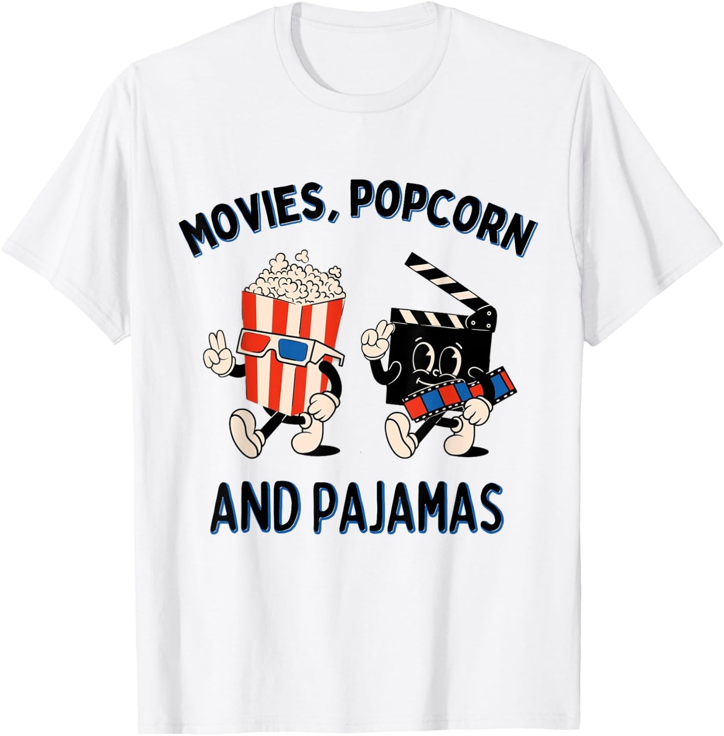 Movies Popcorn And Pajamas Popcorn Movie Night T-Shirt - T-Shirt | White