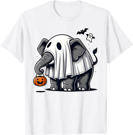 Funny Elephant Halloween Costume Ghost Trick Or Treat T-Shirt - T-Shirt | White