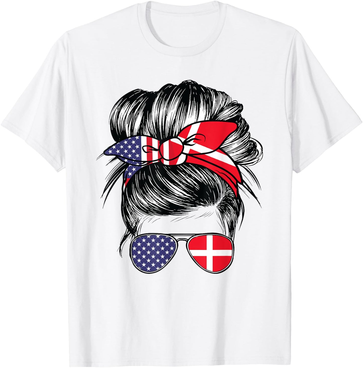 Denmark Flag American Women Girl USA Heritage Danish T-Shirt - T-Shirt | White