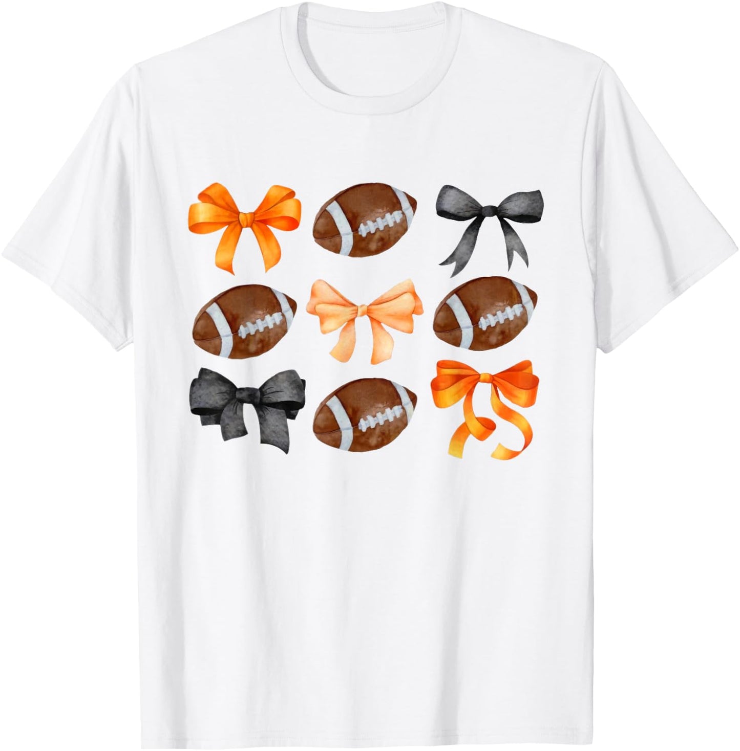 Coquette Football Bow Football Mom Game Day Women Girls Kids T-Shirt - T-Shirt | White