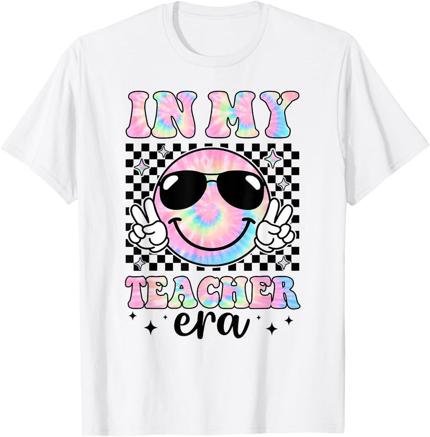 In My Teacher Era Groovy Tie Dye Back To School Cute Teacher T-Shirt - T-Shirt | White