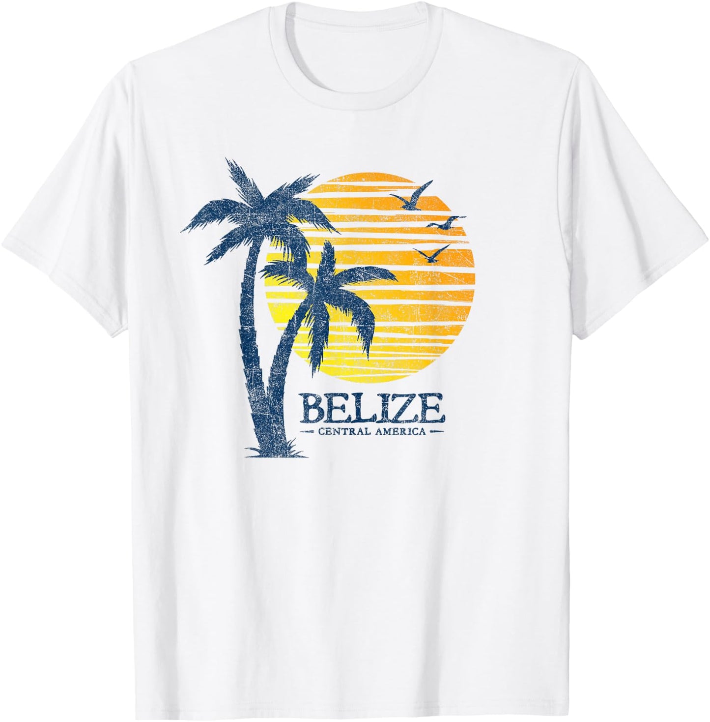 Retro Belize Souvenir Vintage Sunset Men Women T-Shirt - T-Shirt | White
