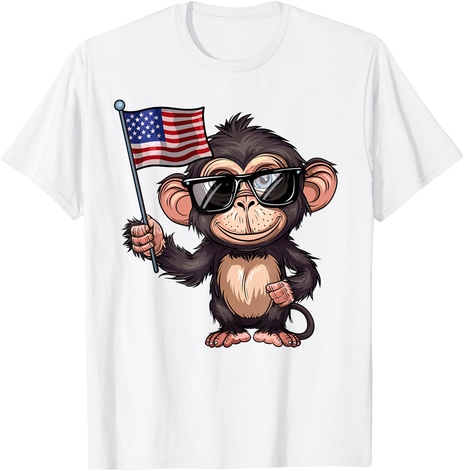 Monkey USA Flag - Funny Monkey Lovers 4th of July T-Shirt - T-Shirt | White