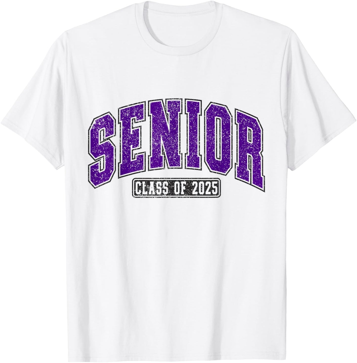 Class of 2025 Purple High School College Seniors Retro Grad T-Shirt - T-Shirt | White