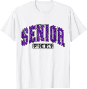 Class of 2025 Purple High School College Seniors Retro Grad T-Shirt - T-Shirt | White