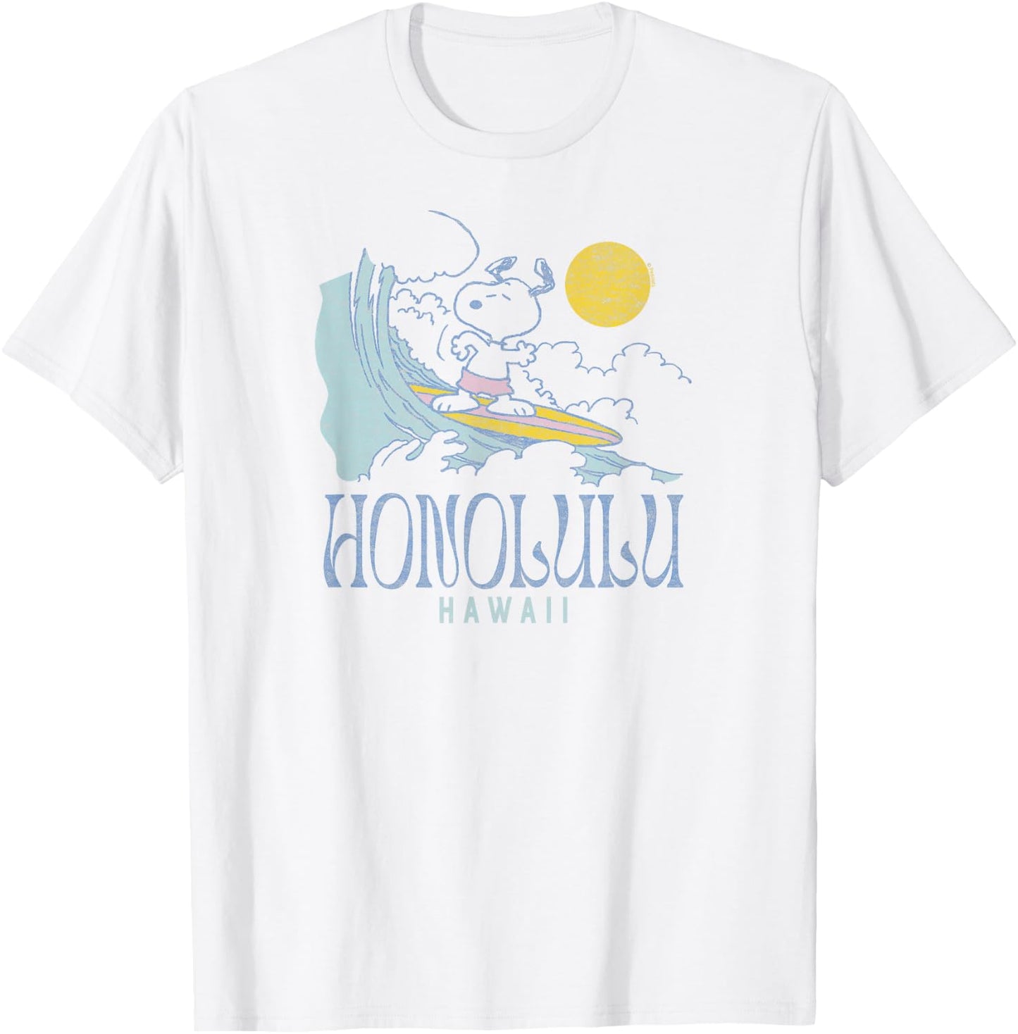 Peanuts - Snoopy Surfing Honolulu Hawaii White T-Shirt - T-Shirt | White