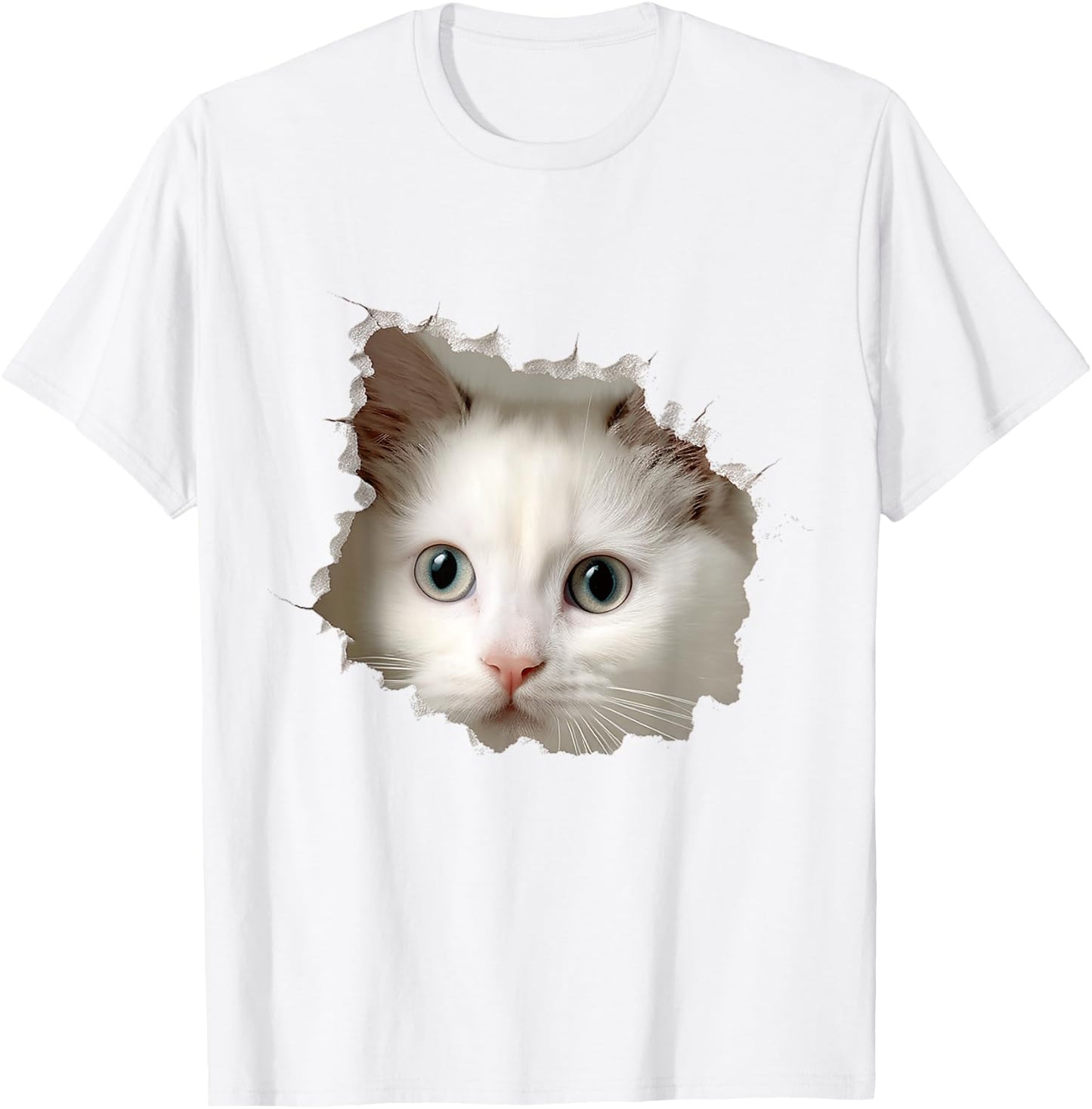 Cat Animal Graphic Drawing Illustration Face Cat Women Kids T-Shirt - T-Shirt | White