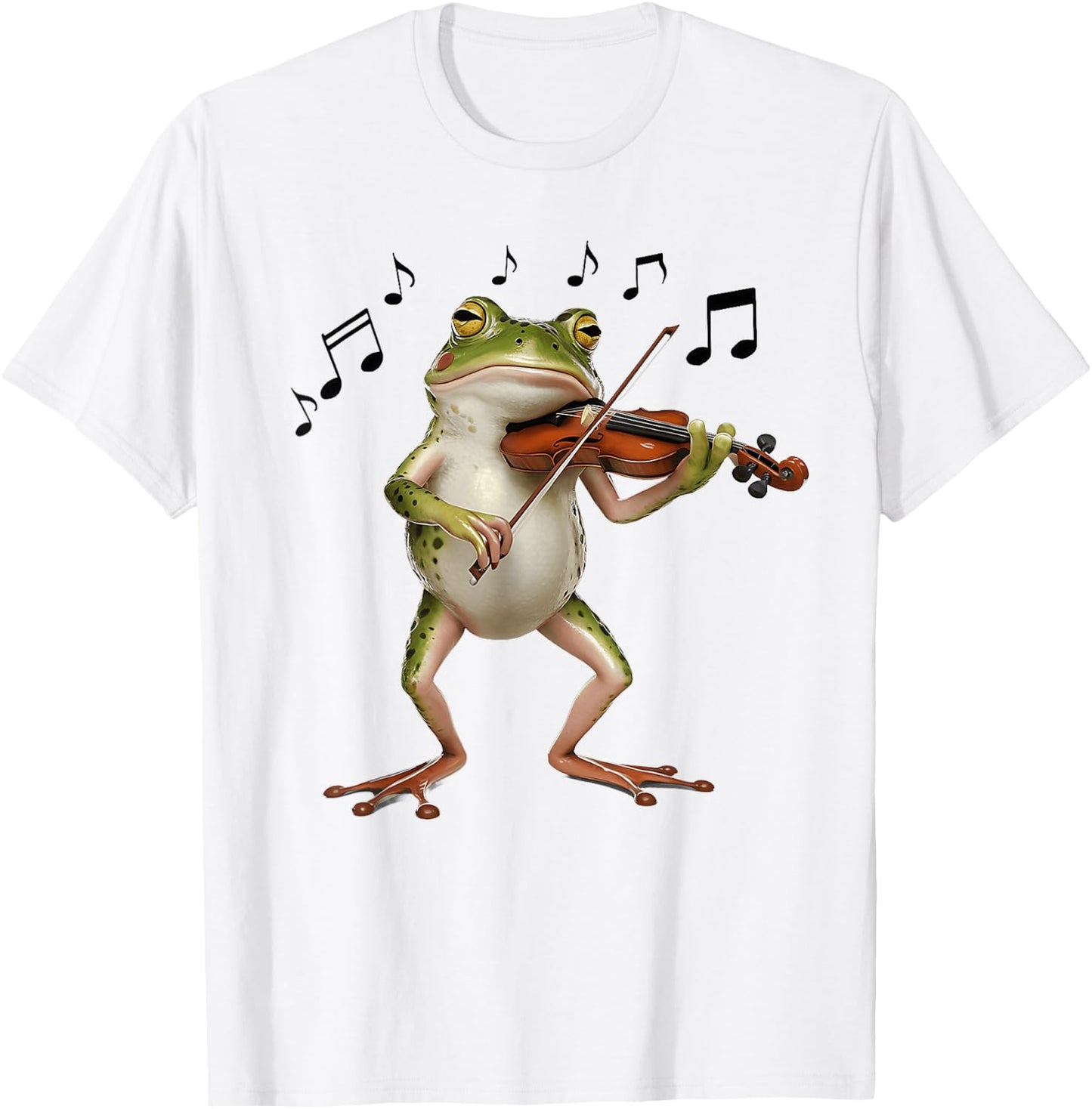Funny Musician Violinist Cute Frog Playing Violin T-Shirt - T-Shirt | White