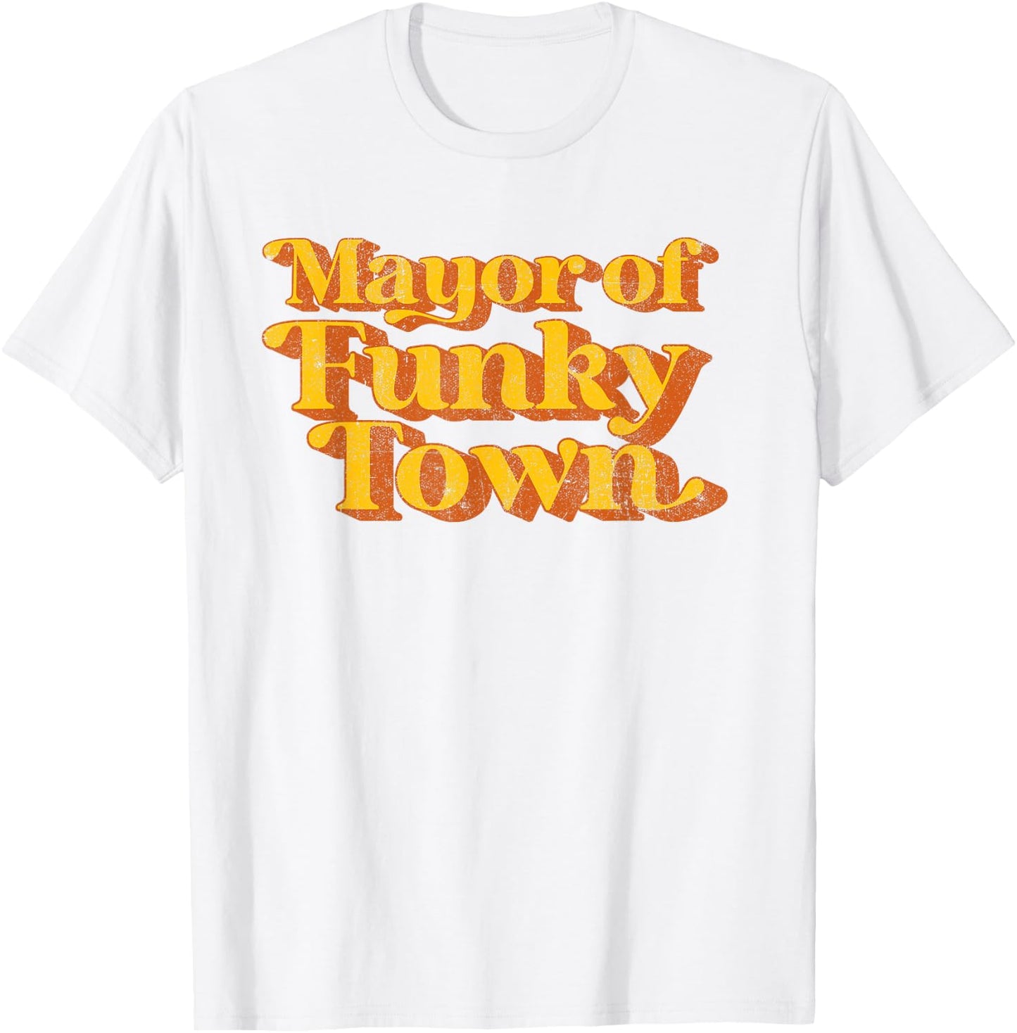 Retro Mayor of Funky Town Funny Vintage 70's Disco Party T-Shirt - T-Shirt | White