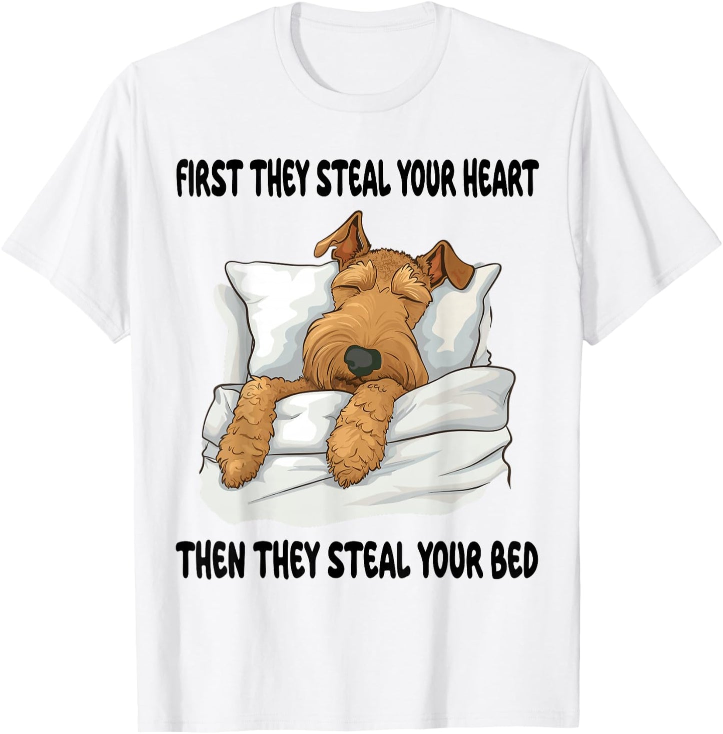 Airedale Terrier Sleeping Pajamas Nightgown T-Shirt - T-Shirt | White