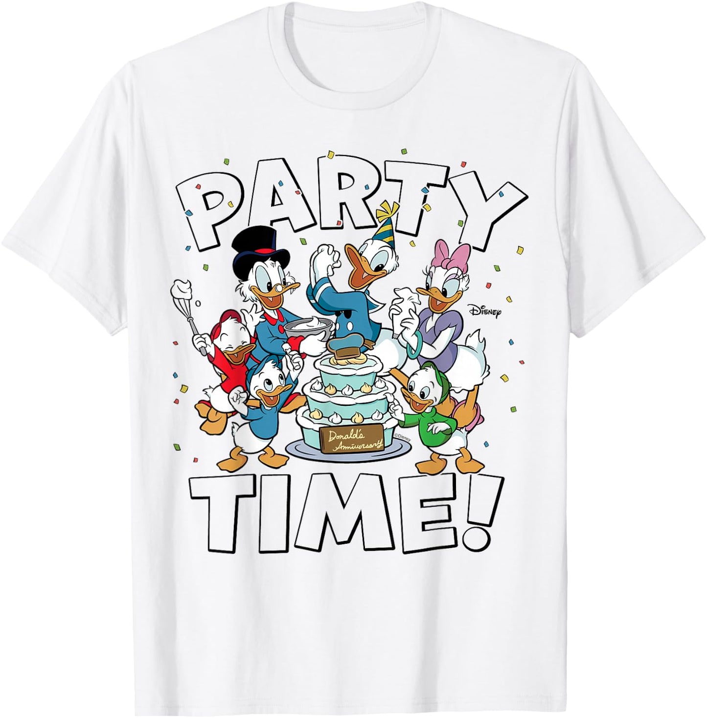 Donald Duck Scrooge McDuck Daisy Duck Huey Dewey Louie Party T-Shirt - T-Shirt | White